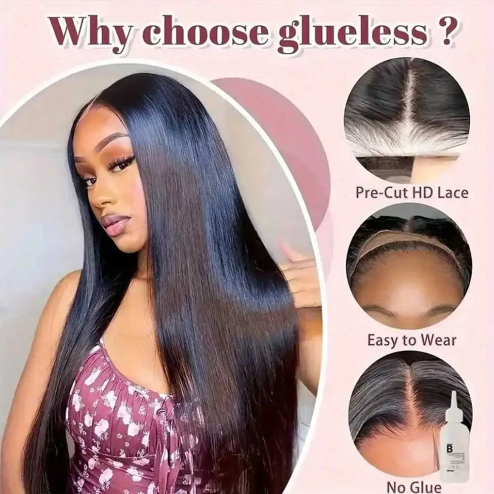 Straight 40 Inch 6x5 Pre Plucked Pre Cut Lace Glueless Wigs Human Hair 13X6 HD Lace Frontal Wig 250% Straight Human Hair Wigs
