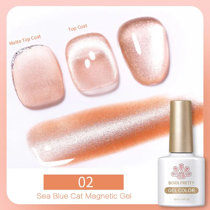 BORN PRETTY Water Light Cat Magnetic Gel Nail Polish Nude Milk White Jelly Color Semi Permanent Soak Off UV LED Gel Varnish DIY