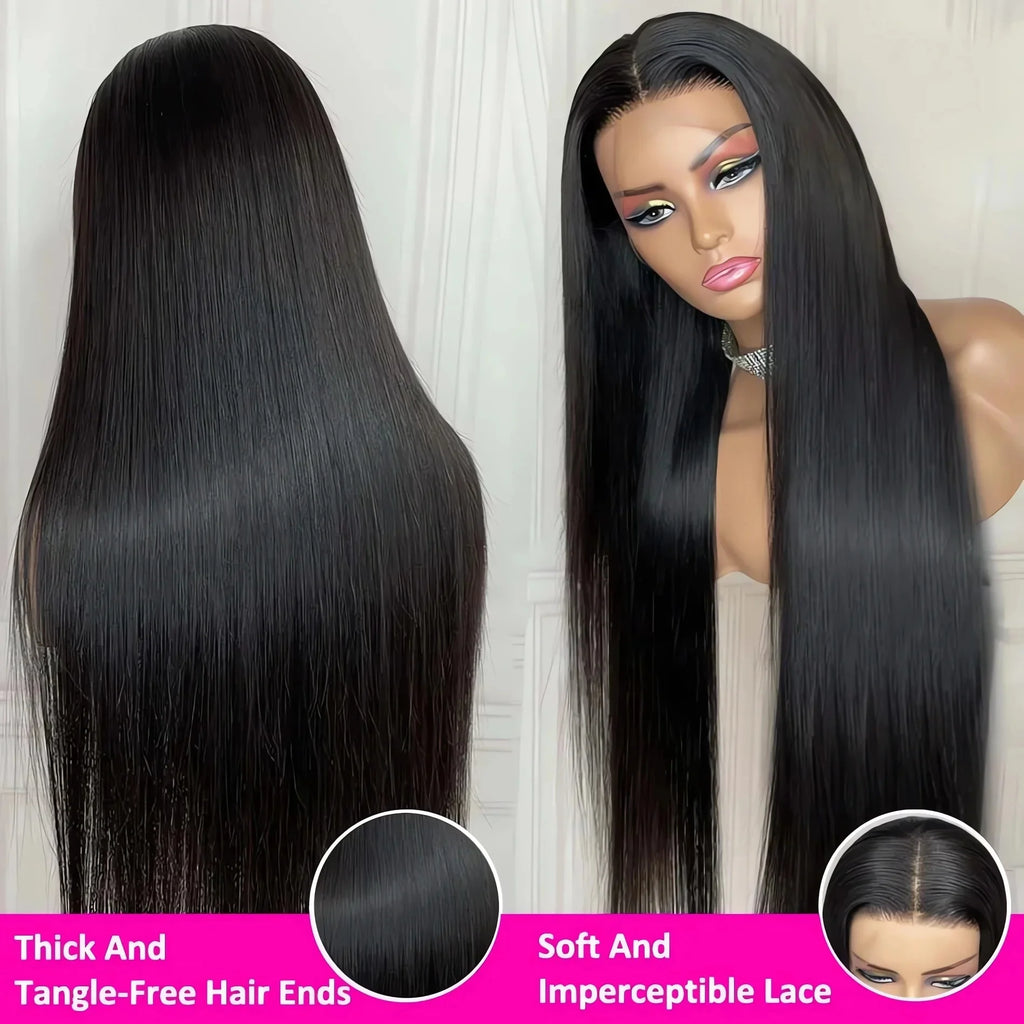 30 40 Inch Bone Straight 13x6 HD Lace Frontal Wigs Pre Plucked Brazilian Transparent Lace Front Human Hair For Women 200 Density