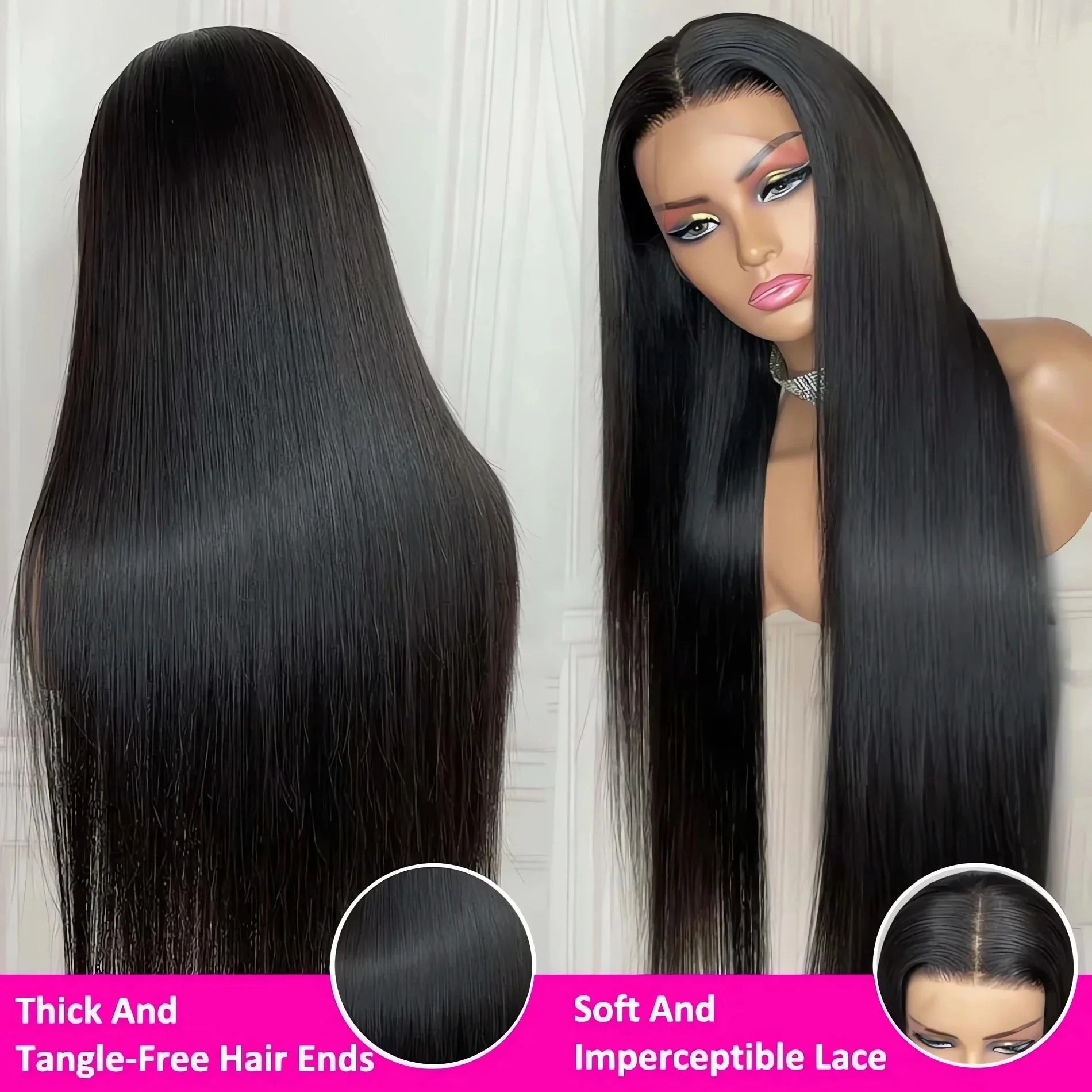 30 40 Inch Bone Straight 13x6 HD Lace Frontal Wigs Pre Plucked Brazilian Transparent Lace Front Human Hair For Women 200 Density