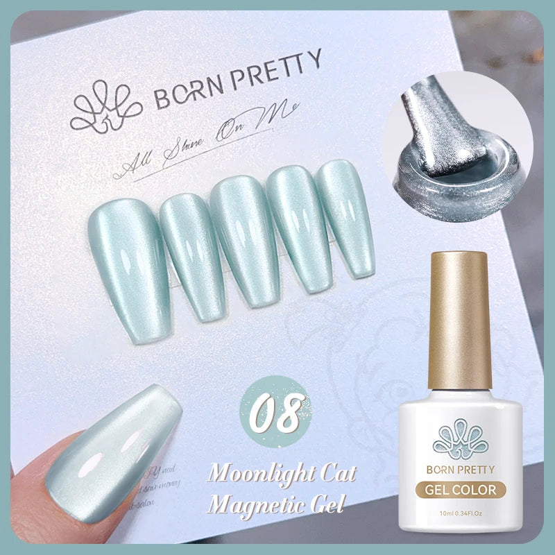 BORN PRETTY Water Light Cat Magnetic Gel Nail Polish Nude Milk White Jelly Color Semi Permanent Soak Off UV LED Gel Varnish DIY