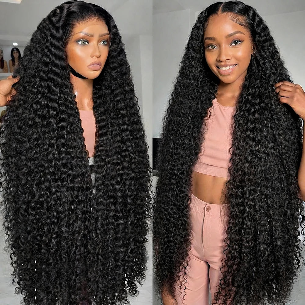 40 Inch Human Hair Wig Deep Wave 13X6 Hd Curly Lace Glueless Human Hair 100 Frontal  7X5 Lace Wigs Natural Black  Curly Wig