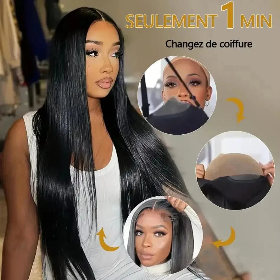 30 40 Inch Bone Straight 13x6 HD Lace Frontal Wigs Pre Plucked Brazilian Transparent Lace Front Human Hair For Women 200 Density
