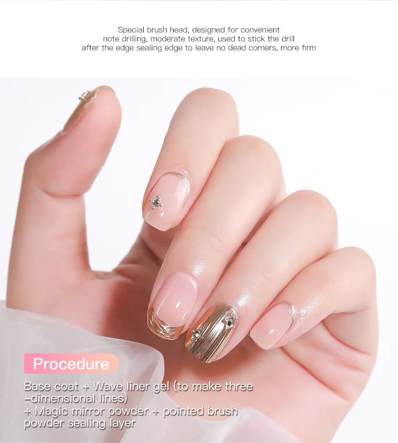 AS 15ml Chrome Mirror Powder Top Coat Transparent Nail Gel Crystal Bright Safe and Non-Toxic Soak Off UV LED Functional Gel