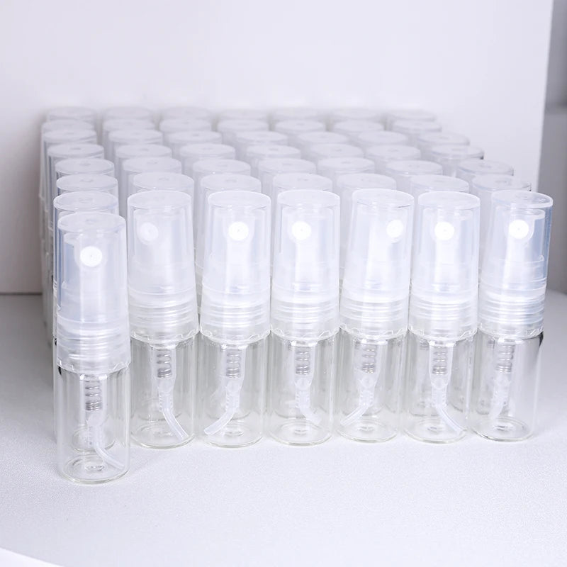 Hot sale 50/piece 2ml transparent glass perfume bottle disposable trial bottle mini travel portable cologne perfume bottle