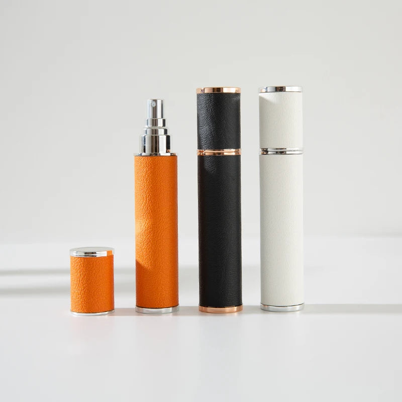 10 ml Portable Perfume Bottle for Travel, Mini Refillable Perfume Dispenser Artificial Leather Leak-Proof Perfume Sprayer, Suit