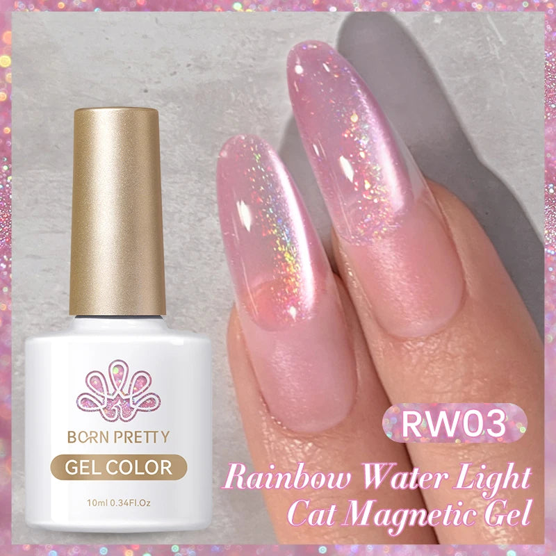 BORN PRETTY Water Light Cat Magnetic Gel Nail Polish Nude Milk White Jelly Color Semi Permanent Soak Off UV LED Gel Varnish DIY