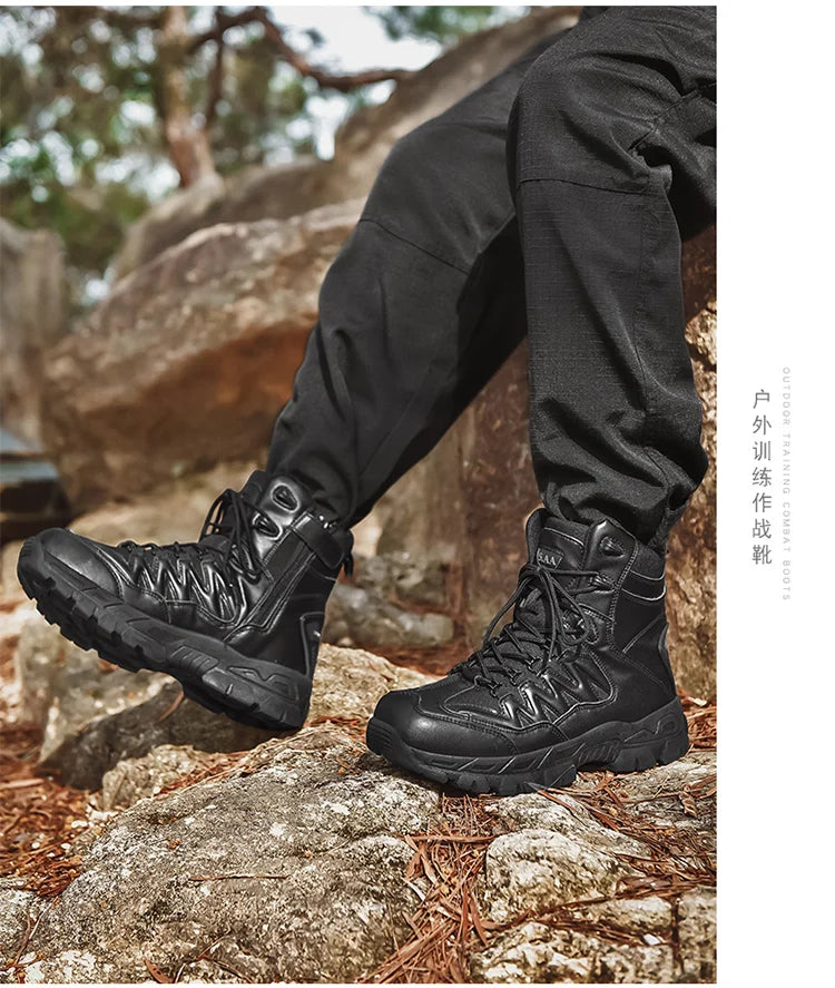 Autumn and Winter New Large High Top Training Boots Outdoor Mountaineering and Hiking Boots Anti slip Wear Resistant Work Shoes