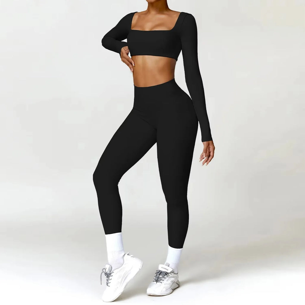 Women 2-Piece Sports Set Quick Drying For Gym Running Training Long Sleeve Sports T-Shirt Yoga Clothing Women Gym Sports Clothin