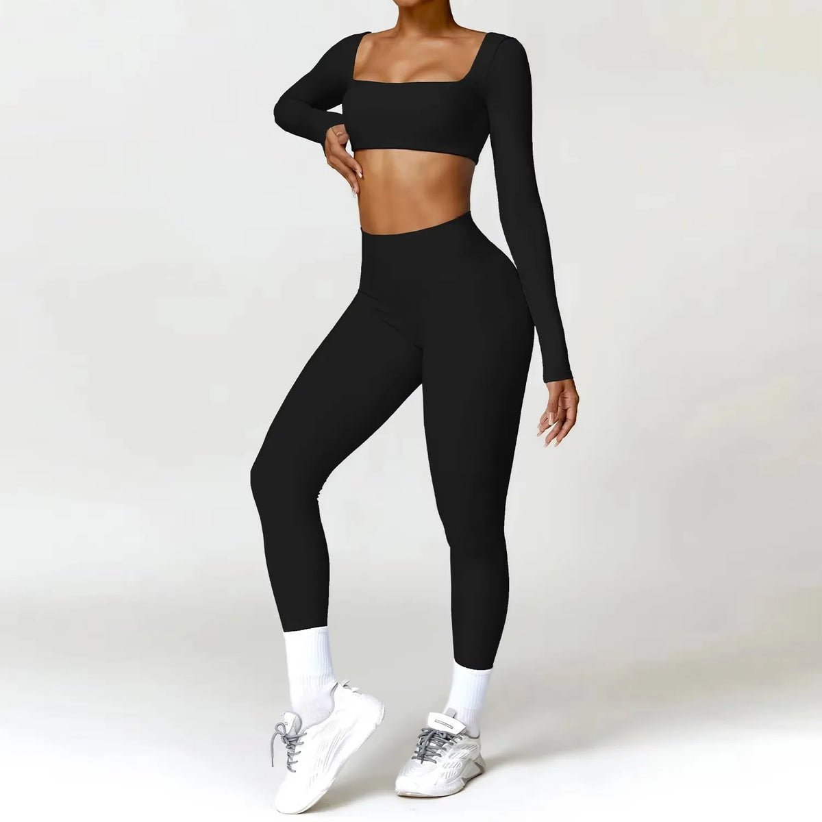 Women 2-Piece Sports Set Quick Drying For Gym Running Training Long Sleeve Sports T-Shirt Yoga Clothing Women Gym Sports Clothin