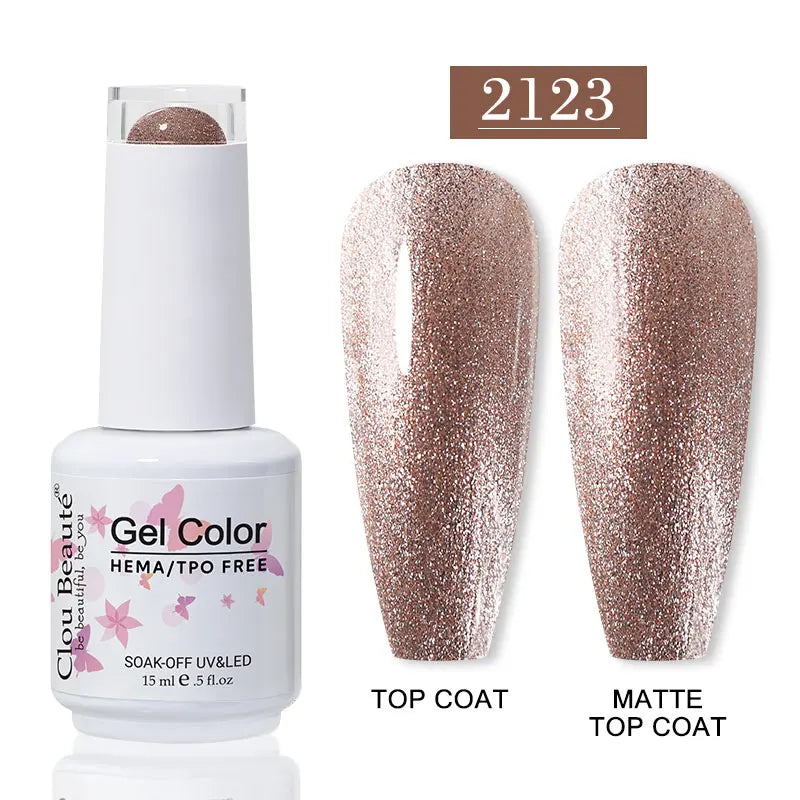 Clou Beaute Glitter Gel Nail Varnishes Winter Color Sparkling Sequins Soak Off UV LED Varnish Nail Art Decoration Base Top Coat