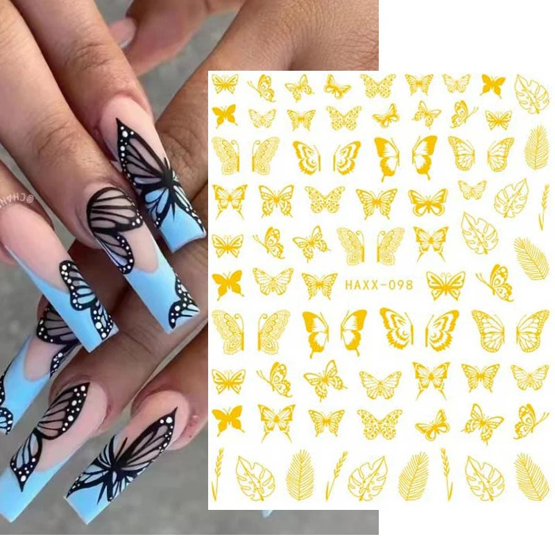 3d Nail Art Decals Geometric Lines Coconut Tree Palms Leaves Flowers Adhesive Sliders Nail Stickers Decorated Manicure