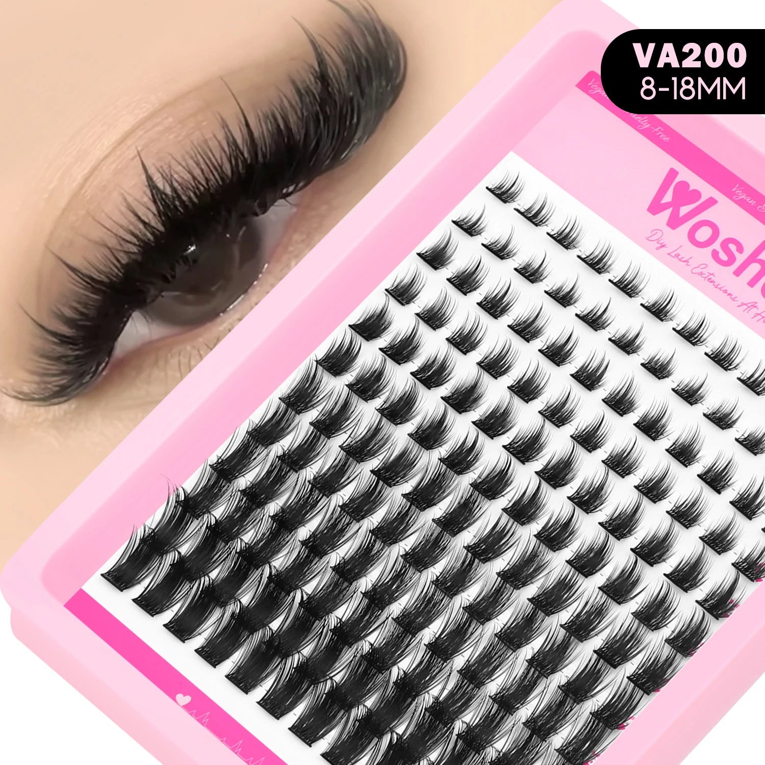 WOSHEER Lash Clusters With Spikes DIY Eyelash Clusters D Curl Spiky Full Cluster Eyelash Extensions Individual Lashes Cluster
