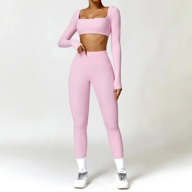 Women 2-Piece Sports Set Quick Drying For Gym Running Training Long Sleeve Sports T-Shirt Yoga Clothing Women Gym Sports Clothin