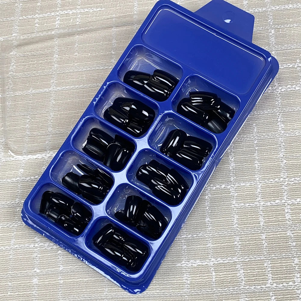 120pcs Short Square Glossy Black Press on Nails Soft Gel Natural Round Square False Nails Reusable Full Cover Acrylic Fake Nails