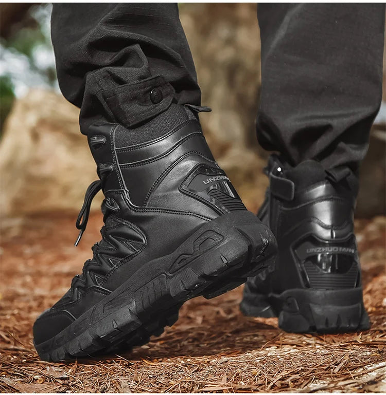 Autumn and Winter New Large High Top Training Boots Outdoor Mountaineering and Hiking Boots Anti slip Wear Resistant Work Shoes