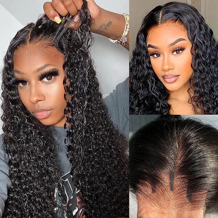 40 Inch Human Hair Wig Deep Wave 13X6 Hd Curly Lace Glueless Human Hair 100 Frontal  7X5 Lace Wigs Natural Black  Curly Wig