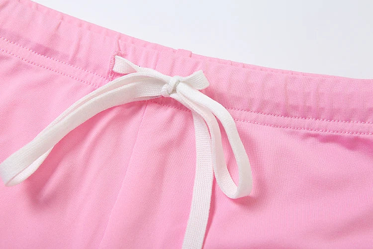 Nibber Tracksuit Letter Print 2 piece Set Women Activity Shorts Sleeve Crop Tops+Biker Shorts Matching Street Stretch Suits