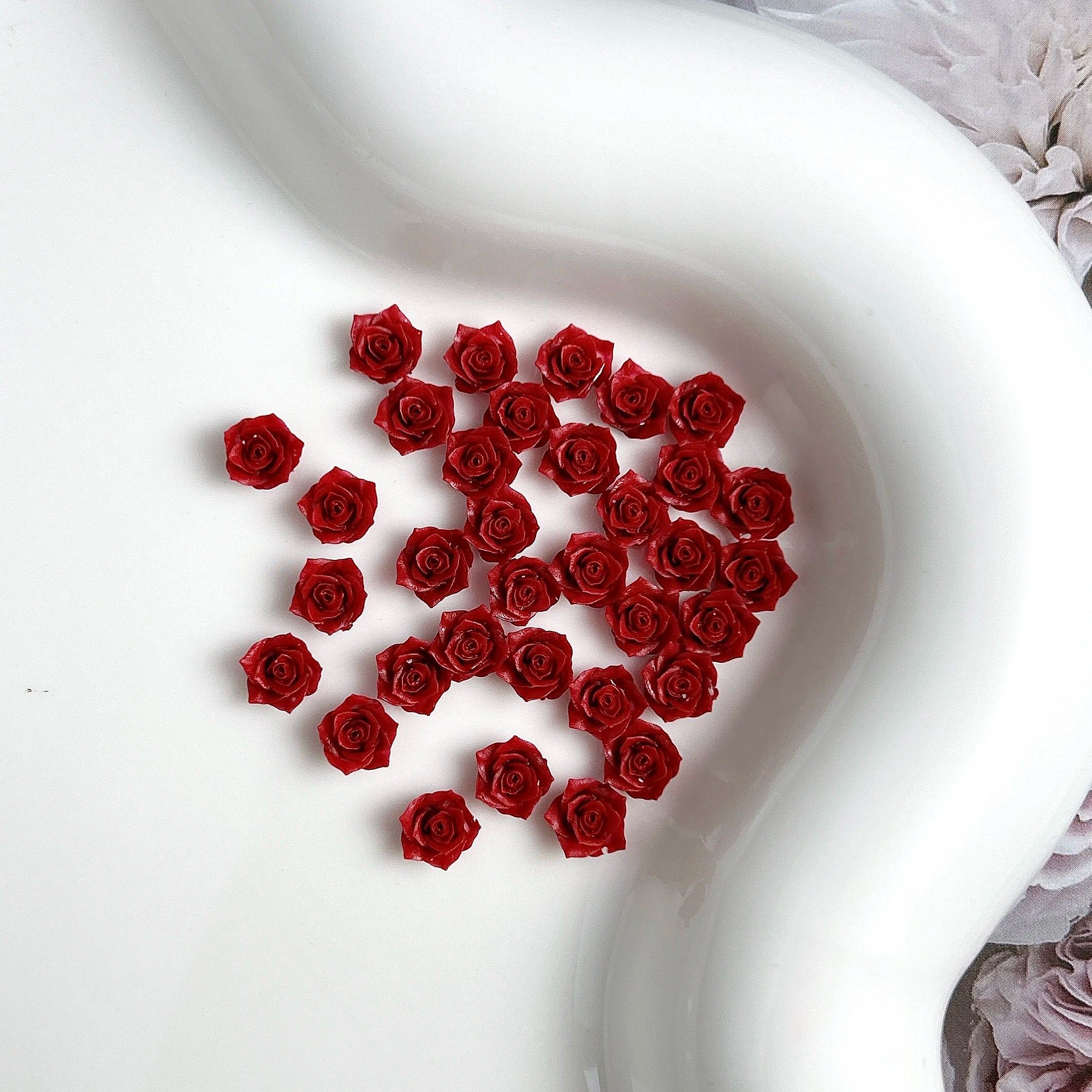 30PCS Resin Minimalist Black Rose Nail Art Charms 3D Cool RoseFlowers Nail Decoration Accessories for DIY Manicure Crafts