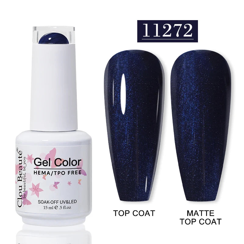 Clou Beaute Glitter Gel Nail Varnishes Winter Color Sparkling Sequins Soak Off UV LED Varnish Nail Art Decoration Base Top Coat