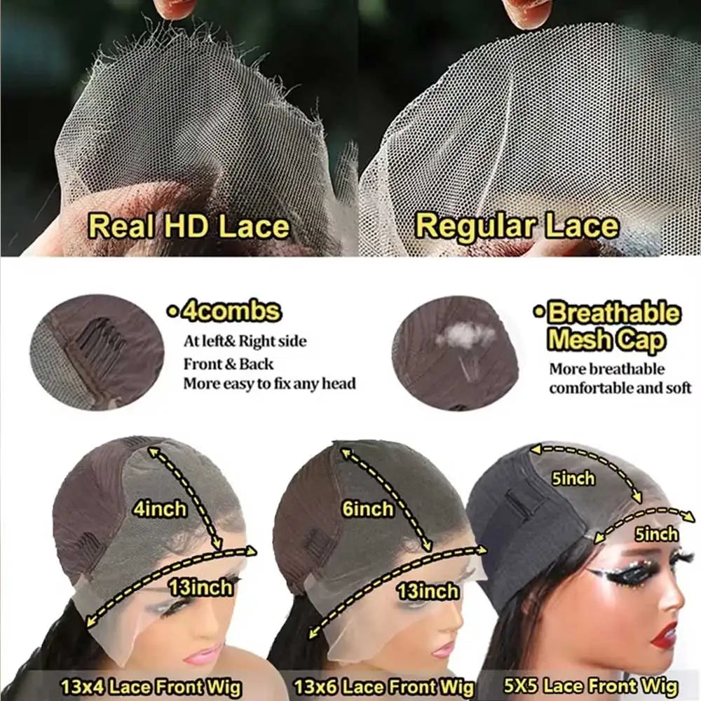 40 42 Inch Body Wave Human Hair Wigs 13x4 13X6 HD Lace Frontal Wig Human Hair Remy 5x5 Gluless Lace Closure Wigs For Women